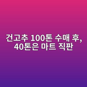 건고추 100톤 수매 후, 40톤은 마트 직판으로 60톤은 경매에 부치다 7 eab1b4eab3a0ecb694 100ed86a4 ec8898eba7a4 ed9b84 40ed86a4ec9d80 eba788ed8ab8 eca781ed8c90 1788521061
