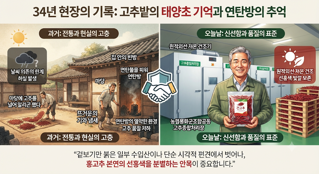 마당의 태양초 기억과 연탄방의 추억