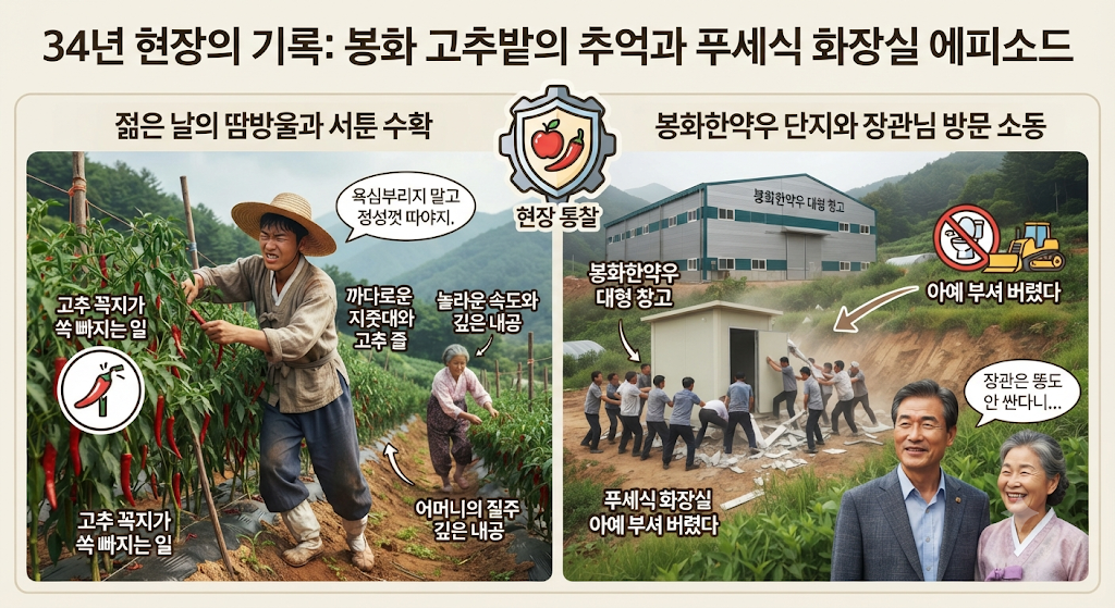 부모님과 함께 고추를 따던 그 시절, 봉화군 법전면 한약우 단지 이야기 1 부모님과 함께 고추를 따던 그 시절