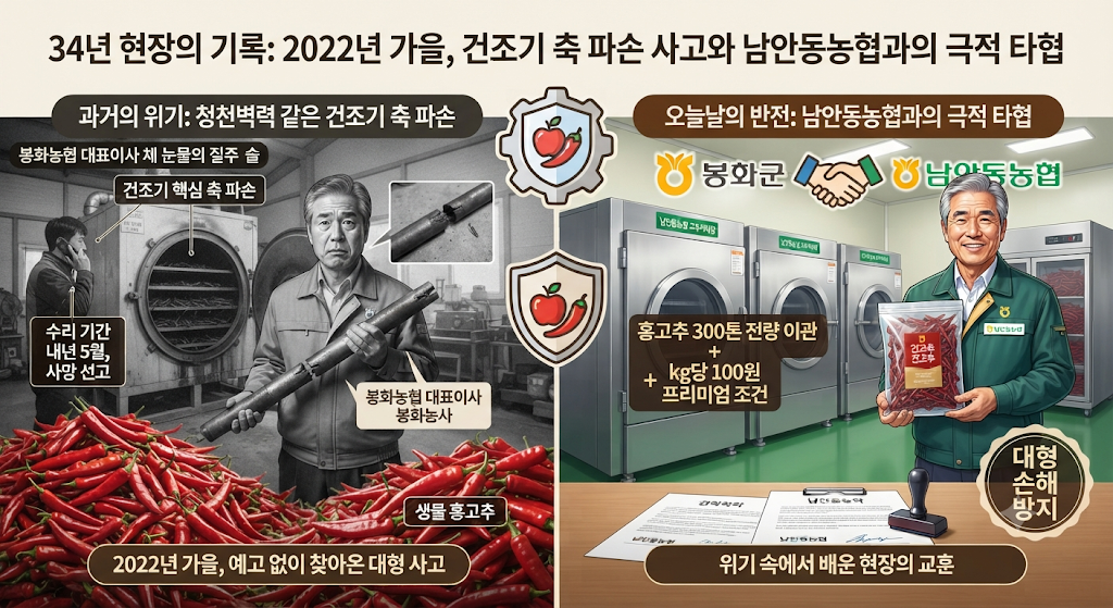 홍고추 수매 한창인데 건조기 축이 부러졌다? 공장 운영 최대의 위기 2022년 1 공장 운영 최대의 위기 2022년