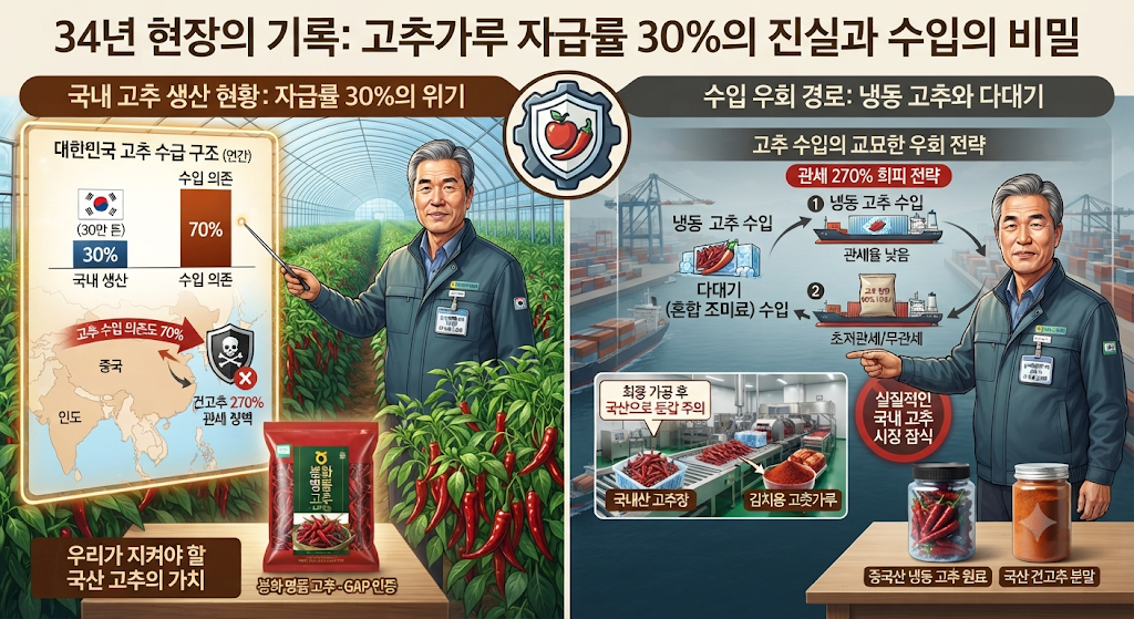건고추 270% 대 냉동·다대기 관세의 비밀, 수입 유통의 구조적 허점 1 건고추 270% 대 냉동·다대기 관세의 비