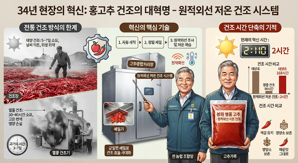 홍고추 2시간 만에 끝나는 초고속 건조, 원적외선 저온 건조의 원리와 비밀 1 홍고추 2시간 만에 끝나는 초고속 건조