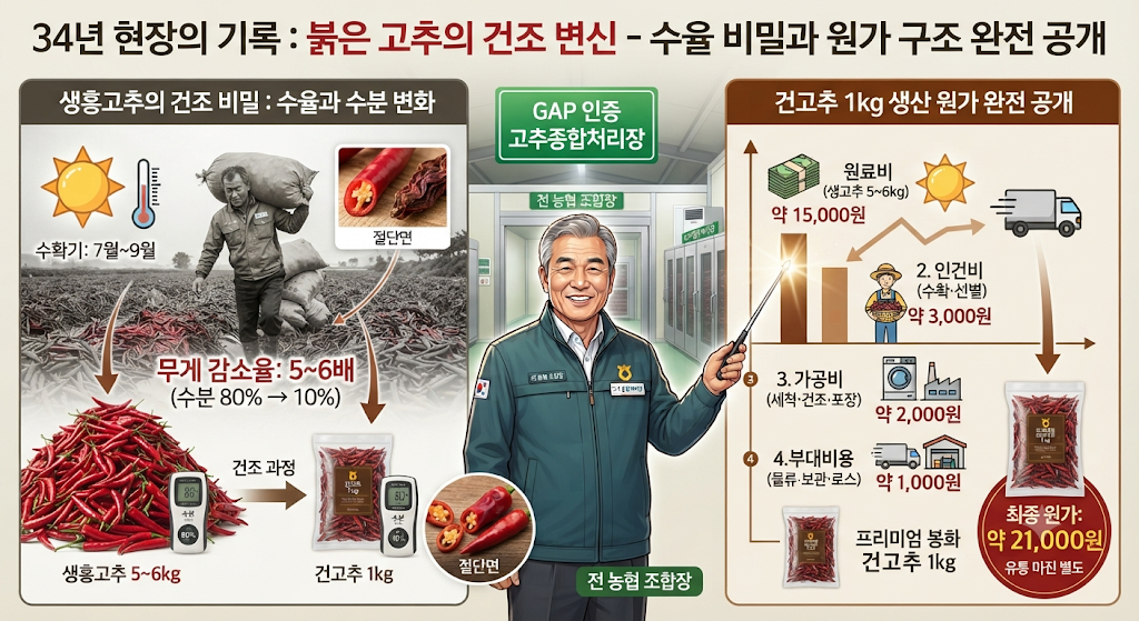 홍고추와 건고추의 전환 비율: 산지 유통에서 배우는 수율과 가격 산정의 비밀 1 홍고추와 건고추의 전환 비율