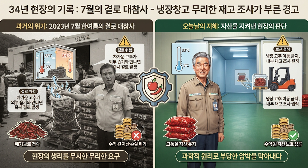 한여름 냉장창고 고추 재고조사의 함정 결로 현상과 품질 파괴의 진실 1 한여름 냉장창고 고추 재고조사의 함정