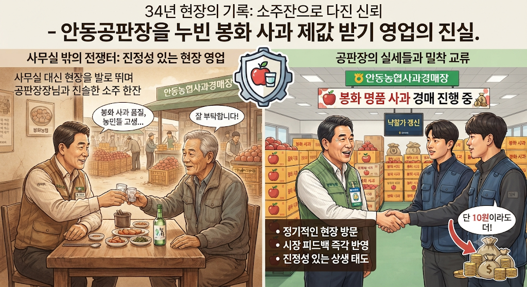 안동농협사과경매장과 도매시장 인맥 영업: 경매사·중도매인의 마음을 사로잡은 비결 1 도매시장 인맥 영업