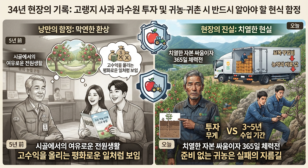 고랭지 사과 과수원 투자 및 귀농·귀촌 시 알아야 할 현실적인 함정 1 사과 과수원 투자 및 귀농·귀촌